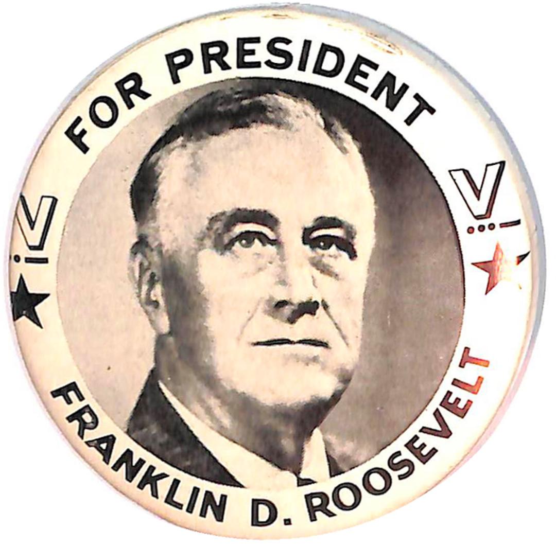 Franklin D. Roosevelt Political Campaign Buttons and FDR Pins Page 2 of 2