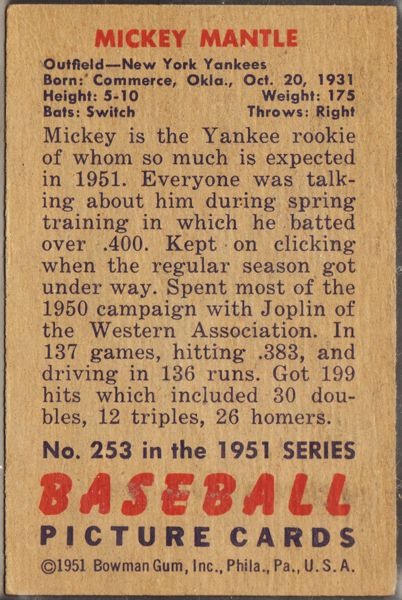 1951 Bowman Baseball Card Set